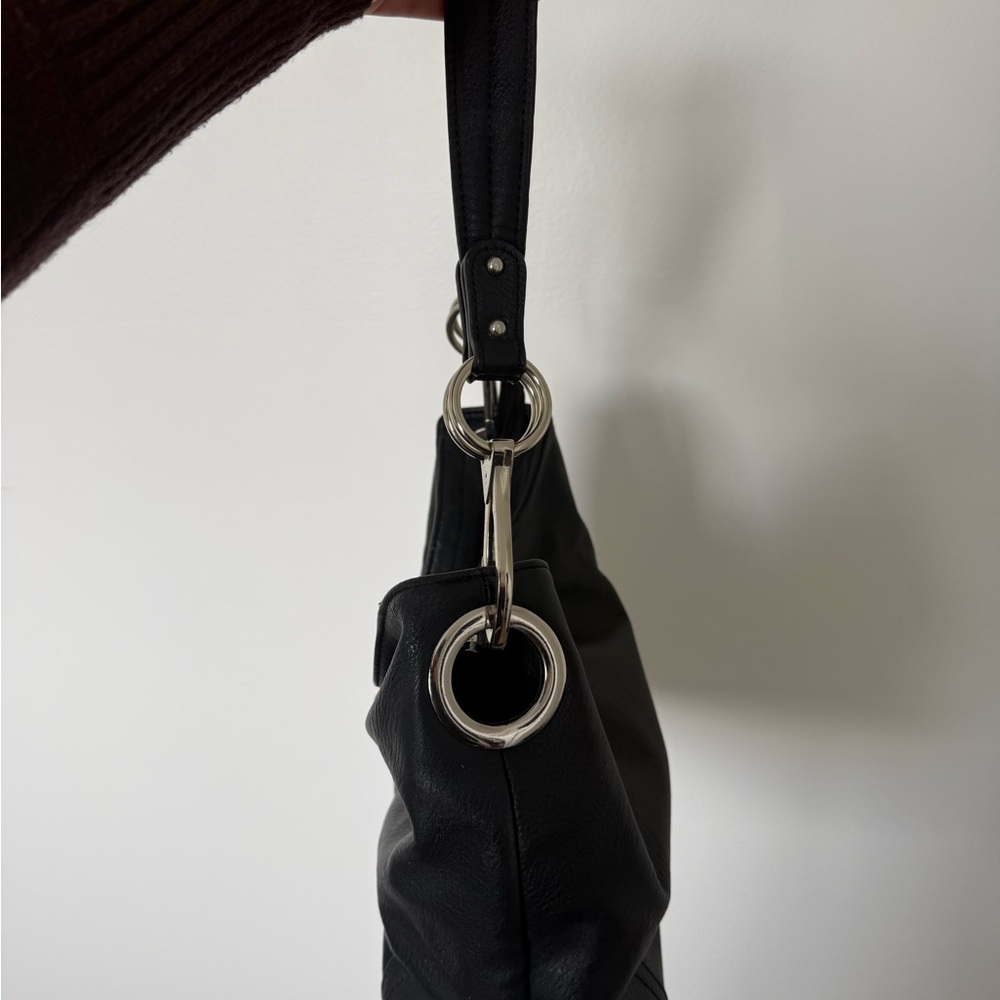 “Cool Girl” Black Leather Hobo Slouch Shoulder Bag